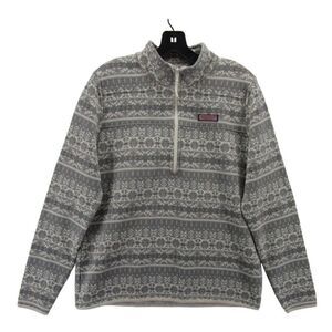 Vineyard Vines 1/2 Zip Snowflake Pullover, Small, Grey. Preppy